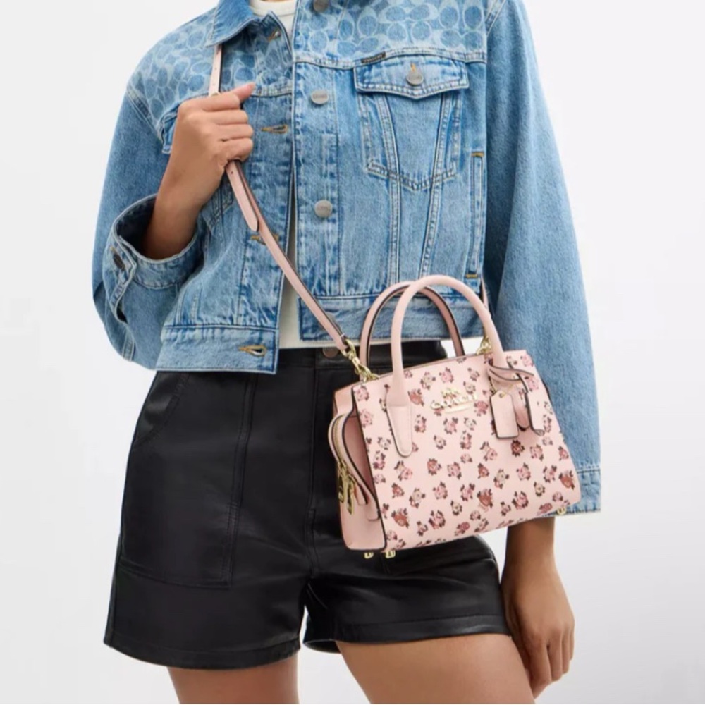 Coach Andrea Carryall Bag With Rose Print In Blush NWT SOLD OUT!!!! - Picture 5 of 6